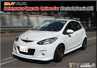 MAZDA2 | M2 | DEMIO  (DE,DE5FS,DE3FS,DEJFS,DE3AS,iSTOP) modification car performance tuning motorsports automotive racing automovtive part |  brands include : AUTOEXE | KNIGHTSPORTS | RACING BEAT | SPLITFIRE | KENSTYLE | DAMD | FUJISUTBO | ODULA | MAZDASPEED | GARAGE VARYBody Styling Kits (Aero Body Kits),Bonnet Hood,Air Flow Intake Hood Vent Bonnet Scoop,Front Nose,Front Bumper and Grill (with LED Daytime Running Light Set),Front Grill,Side Skirt Extension Splitter Set,Rear Bumper Cover,Rear Under Tail Filler Panel,Rear Lip Under Spoiler,Rear Diffuser Spoiler Splitter,Rear Roof Spoiler,Rear Truck Lid,Rear Trunk Spoiler Lip,Rear Truck Tail Wing Spoiler,Carbonfirbre Bonnet Hood,Carbonfibre Front Bumper Lip Splitter,Carbonfibre Interior Panel Set,Carbonfibre Side Skirt Extension Splitter,Head Light Garnish Eye Lid,Carbonfibre Door Pillar Garnish,Carbon Rear Bumper Lip Splitter,Carbonfibre Rear Diffuser Spoiler Splitter,Carbon Rear Truck Tail Wing Spoiler,Side LED Mirror,Carbon Shift Knob,Lowering Spring Kit,Sport Shock Damper Kit,Sport Coilver Suspension Kit,Adjustable Coilver Suspension Kit,Tie Rod End,Anti-Roll Bar(sway bar),Anti-Roll Bar (sway bar) Link,Upper Strut Tower Bar,Interior Floor Cross Bar,Lower Control Arm Bar,Tower Brace Set,Lower Under Member Brace Set,Rear Torsion Bar (Sway Bar),Sport Air Filter,Sport Air Induction Kit,Cold Air Intake System Kit,Carbonfibre Air Intake System (K&N filter),Premium Stainless Steel Exhaust Muffler (Oval Tip),Titanium + Stainless Exhaust Muffler,Premium Stainless Steel Exhaust Muffler Tip,Front Pipe,Exhaust Expansion Chamber Kit,Exhaust Manifold Header,Sport Big Brake Caliper Kit,Autoexe Brake Kit,Sport Brake Pad,Sport Disc Brake Rotor,Brake Line Kit,Brake Master Cylinder Brace,Brake Air Guide,Sports Clutch Wire,Sport Clutch Kits,Sport Flywheel,Limited Slip Diff (LSD),Sport Intercooler,Radiator,Intercooler Turbo Air Intake Silicon Hose Pipe Kit,Engine Mount,Leather Steering Wheel Trim Wrap Cover,Oil Filter,Oil Filter Cap,Bonnet Hood Strut Damper Kit,Sport Steering Wheel Kit,Leather Shift Knob,Leather Shift Knob,Carbonfibre Shift Knob,Short Helical Atenna,Windshield Wiper Blade,Wheel Lug Nuts Kit Set,Interior LED Light Set,Rebuilt Tuning Rotary Engine,LED Side Mirrow Cowl,Meter Hood,Shift Levers Paddler,Spark Plug Wire,Grounding Wire Cable,Earth System Kit