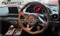 饻 Kenstyle  MAZDA(UƱo,۹F,@T۹F) Mazda MX-5 RF (Roadster RF,Miata RF ,Euno,NDRF,NDERC)TʤOɯŧ˹sw˹ D-Shaped Leather and Carbon Fibre Steering Wheel Dֺy(VL) KND1373-33